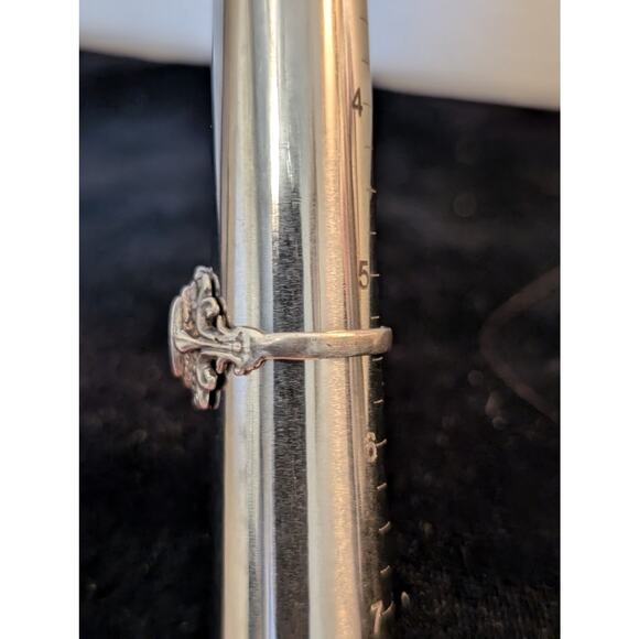 Vintage Bezel Set Black Onyx Beaded Design Sterling Silver Ring Size 5.25 - Picture 6 of 7